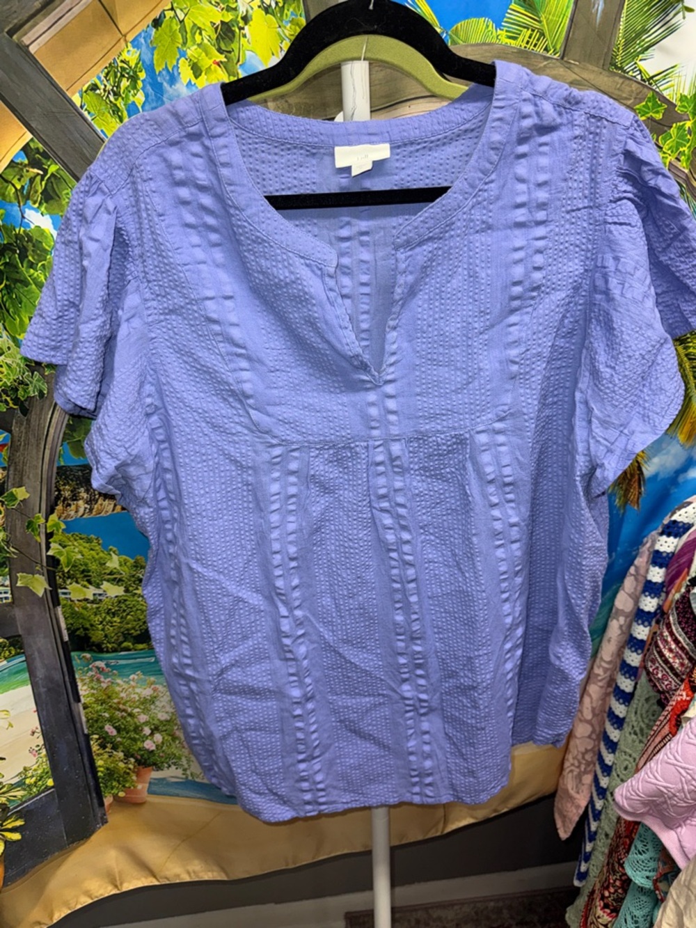 J Jill Periwinkle Textured V-Neck Women's Top